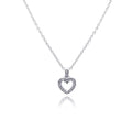 Silver 925 Clear CZ Rhodium Plated Classic Heart Pendant Necklace - STP00098