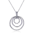 Silver 925 Clear CZ Rhodium Plated Multi Circle Pendant Necklace - STP00101