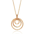 Silver 925 Clear CZ Rose Gold Plated Multi Circle Pendant Necklace - STP00101RGP
