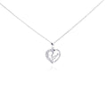 Silver 925 Clear CZ Rhodium Plated Heart Love Accent Pendant Necklace - STP00115