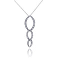 Silver Clear 925 CZ Rhodium Plated Oval Link Pendant Necklace - STP00117