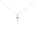 Silver 925 Clear CZ Rhodium Plated Small Key Pendant Necklace - STP00122