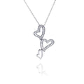 Silver 925 Clear CZ Rhodium Plated 3 Hearts Pendant Necklace - STP00125