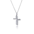Silver 925 Clear CZ Rhodium Plated Fancy Cross Pendant Necklace - STP00132