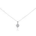 Silver 925 Clear CZ Rhodium Plated Clover Pendant Necklace - STP00135