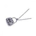 Silver 925 Clear CZ Rhodium Plated Purse Pendant Necklace - STP00146