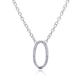 Silver 925 Clear CZ Rhodium Plated Oval Pendant Necklace - STP00149