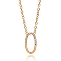 Silver 925 Rose Gold Plated Oval Pendant Necklace - STP00149RGP