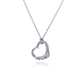 Silver 925 Clear CZ Rhodium Plated Heart Pendant Necklace - STP00161