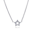 Silver 925 Clear CZ Rhodium Plated Star Pendant Necklace - STP00166