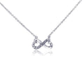 Silver 925 Clear CZ Rhodium Plated Bowtie Pendant Necklace - STP00170