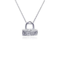 Silver 925 Clear CZ Rhodium Plated Handbag Pendant Necklace - STP00178