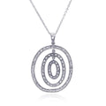 Silver 925 Clear CZ Rhodium Plated Multi Circular Pendant Necklace - STP00195