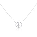 Silver 925 Rhodium Plated Peace Sign Pendant Necklace - STP00338