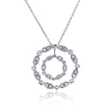 Silver 925 Clear CZ Rhodium Plated Double Circle Pendant Necklace - STP00357