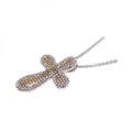 Silver 925 Clear CZ Rhodium Plated Multi Hole Cross Pendant Necklace - STP00379