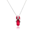 Silver 925 Clear CZ Rhodium Plated Pink Colored Flip Flop Pendant Necklace - STP00402PNK