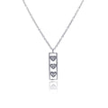 Silver 925 Clear CZ Rhodium Plated Bar Trio Hearts Pendant Necklace - STP00411