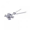 Silver 925 Clear CZ Rhodium Plated X Skull Pendant Necklace - STP00414
