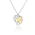 Silver 925 Clear CZ Gold and Rhodium Plated Multi Hearts Pendant Necklace - STP00430