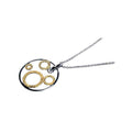 Silver 925 Rhodium and Gold Plated Multi Open Circle Pendant Necklace - STP00445