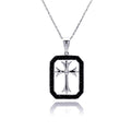 Silver 925 Rhodium and Black Rhodium Plated Black CZ Cross Necklace - STP00516BLK
