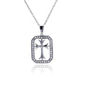 Silver 925 Rhodium Plated Clear CZ Cross Necklace - STP00516