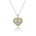 Silver 925 Gold and Silver Rhodium Plated Micro Pave Heart Filigree CZ Dangling Necklace - STP00520