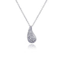 Silver 925 Rhodium Plated Curvy Teardrop CZ Necklace - STP00527