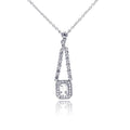 Silver 925 Rhodium Plated Rectangle Clear CZ Dangling Necklace - STP00552