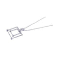 Silver 925 Rhodium Plated Graduated Square CZ Dangling Necklace - STP00556