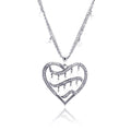 Silver 925 Rhodium Plated Filigree Heart CZ Chandelier Dangling Necklace - STP00591