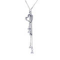 Silver 925 Rhodium Plated Clear CZ Heart Dangling Pendant Necklace - STP00616
