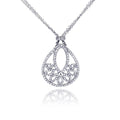 Silver 925 Rhodium Plated Clear CZ Drop Shape Pendant Necklace - STP00619
