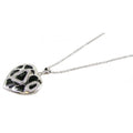 Silver 925 Rhodium Plated Clear CZ Black Onyx Heart Pendant Necklace - STP00623