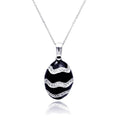 Silver 925 Rhodium Plated Onyx Egg-shaped Pendant Necklace - STP00626