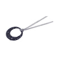 Silver 925 Black Rhodium Plated Clear CZ Circle Pendant Necklace - STP00631BLK