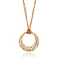 Silver 925 Rose Gold Plated Clear CZ Circle Pendant Necklace - STP00631RGP