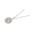 Silver 925 Gold and Rhodium Plated Circle Pendant Necklace - STP00637