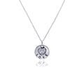 Silver 925 Rhodium Plated Clear CZ Love Round Pendant Necklace - STP00639