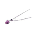 Silver 925 Rhodium Plated Pink CZ Heart Pendant Necklace - STP00663