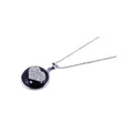 Silver 925 Rhodium Plated Clear CZ Heart Black Onyx Pendant Necklace - STP00723