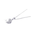 Silver 925 Rhodium Plated Clear CZ Fish Pendant Necklace - STP00741