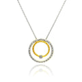 Silver 925 Gold and Rhodium Plated Circle Pendant Necklace - STP00755