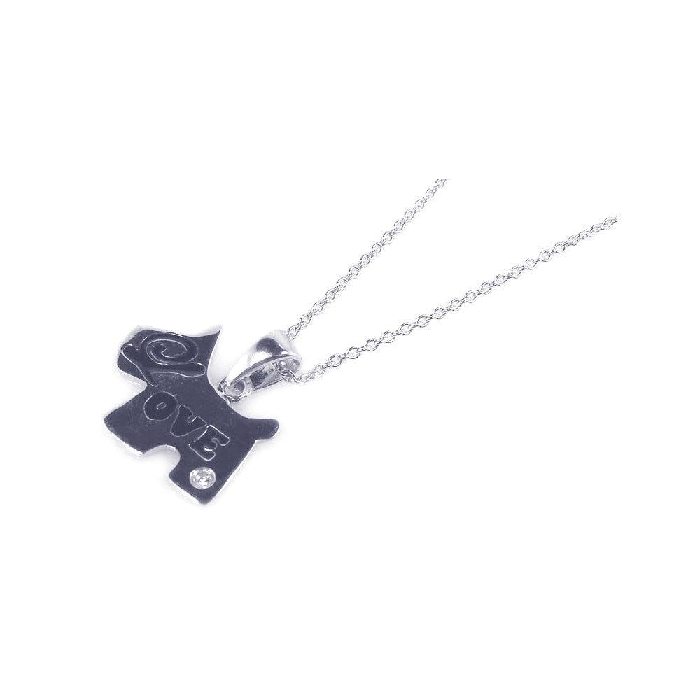 Silver 925 Rhodium Plated Love Dog Pendant Necklace - STP00770