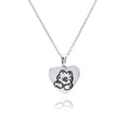 Silver 925 Rhodium Plated Kitty Heart Pendant Necklace - STP00772