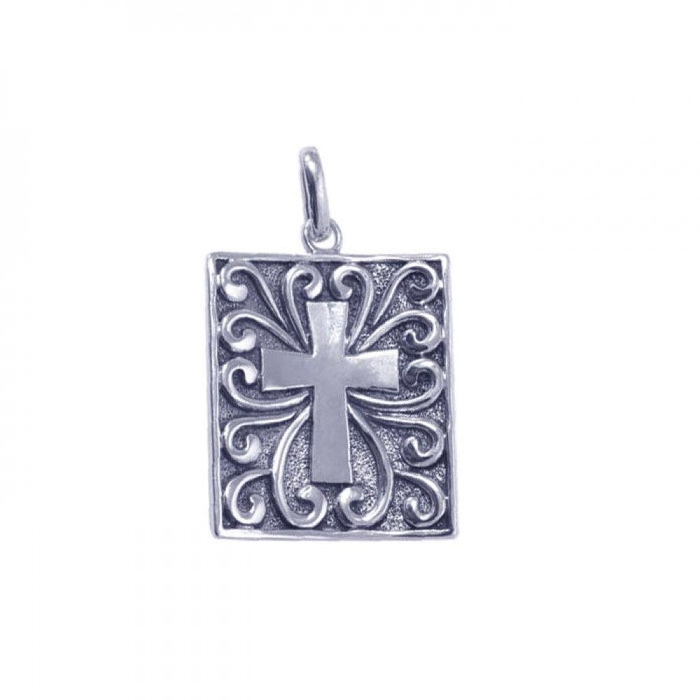 Silver 925 Rhodium Plated Cross Pendant - STP00774
