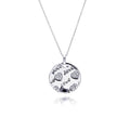 Silver 925 Rhodium Plated Clear CZ Love Heart Round Pendant Necklace - STP00803