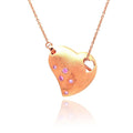 Silver 925 Rose Gold Plated Clear CZ Heart Pendant Necklace - STP00808