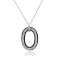 Silver 925 Rhodium and Black Rhodium Plated Clear CZ Number 0 Pendant Necklace - STP00816